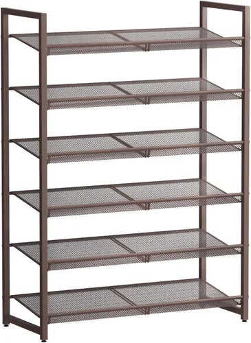 Miniatura 11 de Zapatero de metal para armario, entrada, organizador de zapatos de 4 niveles, estantes planos o angulares ajustables, capacidad para hasta 20 pares