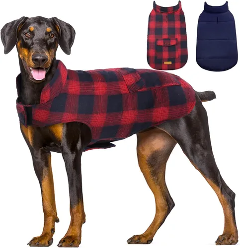 Miniatura 16 de Kuoser - Abrigo de invierno para perro, chaqueta reversible, abrigo cálido de estilo británico, de clima frío, ropa resistente al viento, chaleco