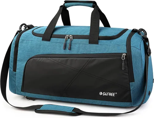 Miniatura 5 de G4Free Mochila de lona de 3 vías de 45L60L, bolsa de gimnasio con bolsillo húmedo y compartimento para zapatos, bolsa de lona para viajes
