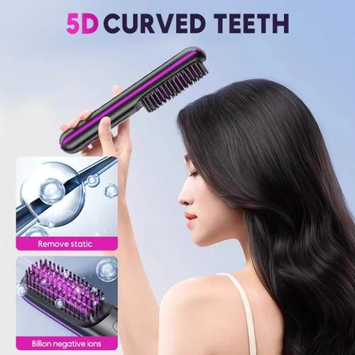 Miniatura 5 de Go Brush - Cepillo alisador de cabello 2026, cepillo alisador de pelo inalámbrico para cabello corto, mini cepillo alisador portátil con 3 ajustes