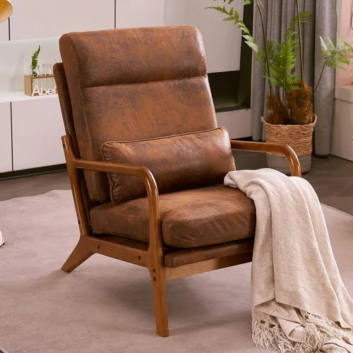 Miniatura 20 de Silla decorativa para sala de estar, sillón tapizado moderno de mediados de siglo con almohada, sillón de lectura, cómoda silla decorativa para Gris