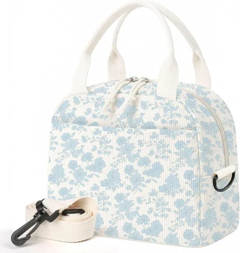 Miniatura 15 de WOBAGMEN Lonchera para Mujer, Bolsa de Almuerzo Linda de Cordura Aislada con Correa para Mujeres Adultas para Trabajo y Picnic (beige)