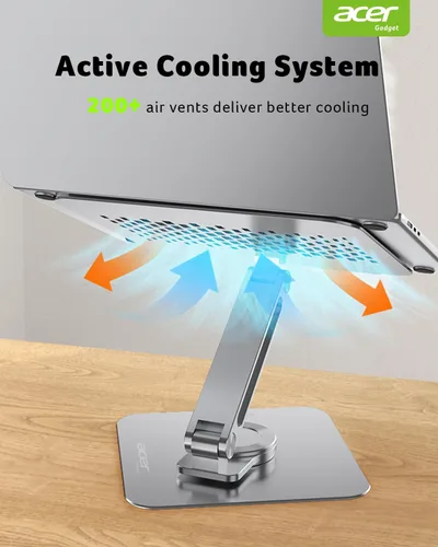 Miniatura 6 de acer Soporte para laptop para escritorio, con base giratoria de 360°, elevador giratorio para computadora de escritorio, soporte ajustable