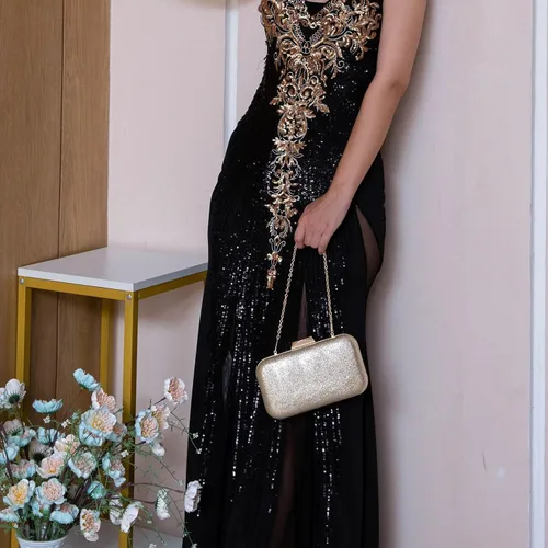 Miniatura 3 de Bolso de mano dorado, bolsos de mano dorados para mujer, para noche, boda, cóctel, fiesta, bolsa de noche, bolso cruzado de hombro..