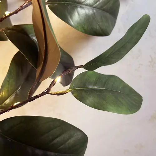 Miniatura 2 de Hairui Árbol de magnolia iluminado con temporizador de 18 pulgadas, 35 luces LED, funciona con pilas o enchufe USB, árbol de mesa de vegetación