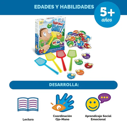 Miniatura 5 de Learning Resources Sight Word Swat Un juego de palabras de uso común - Tarjetas didácticas de fonética, juegos de mesa para niños, ortografía