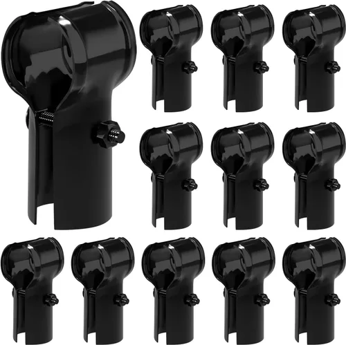 Miniatura 10 de VIVIDA Abrazaderas de riel de extremo de 1-3/8 pulgadas, accesorios de valla de enlace de cadena negra, conectores T de tubo de panel de 1-3/8
