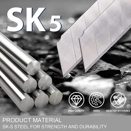 Miniatura 3 de Cuchillo utilitario resistente de 0.984 in, cortador de caja con 10 cuchillas retráctiles SK-5, cortadores a presión con agarre de goma para cartón