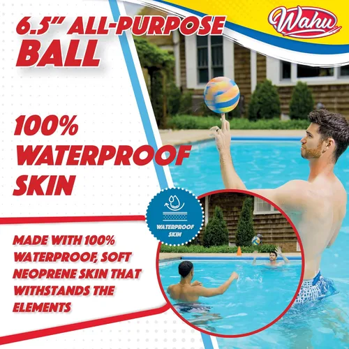 Miniatura 6 de Wahu 100% Waterproof All-Purpose Pool Ball for Beach Volleyball, Soccer, and More, 6.5" Round Water Ball for Beach and Pool Sports Games Naranja