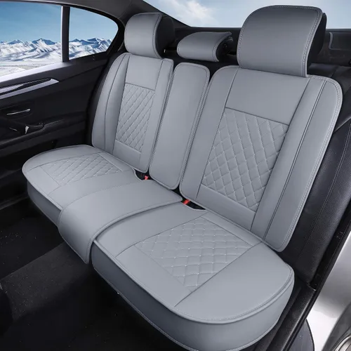 Miniatura 7 de Funda para asiento de automóvil, resistente al agua, de cuero sintético, para asientos delanteros y traseros, ajuste universal para la mayoría