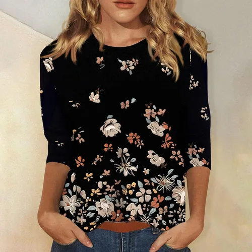 Miniatura 2 de HPJKLYTR Camisetas y blusas para mujer con estampado bonito, blusas casuales de talla grande, básicas, blusas sin botones