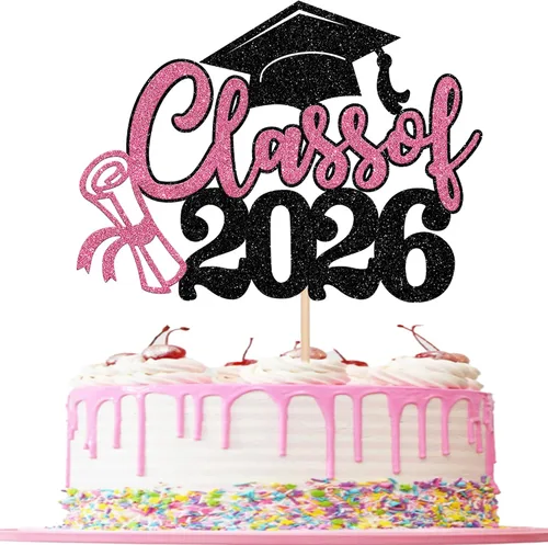 Miniatura 5 de 1 pieza de decoración de pastel de graduación de niña de tacón alto con tapa de graduación con purpurina 2024, selección de pastel de graduación Oro