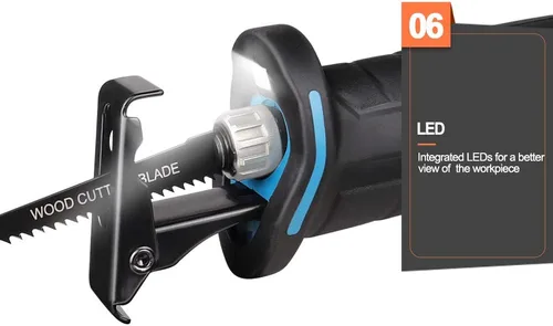 Miniatura 5 de NEWONE Herramienta de corte de sierra recíproca de 20 V con cargador de 2.5 A, luz de trabajo LED, cambio de hoja sin herramientas, 7 hojas