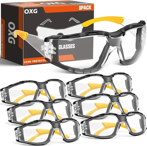 Miniatura 11 de OXG Anteojos de seguridad para hombre, ANSI Z87.1 antivaho resistentes a los impactos, junta de espuma, protección UV400
