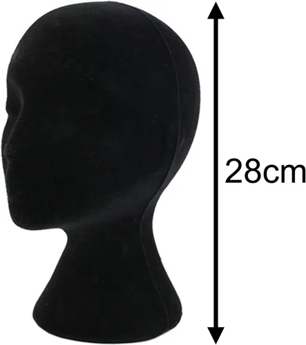 Miniatura 8 de Maniquí de espuma, modelo de cabeza femenina, peluca, sombrero de cabello, maniquí de espuma, color blanco (negro)
