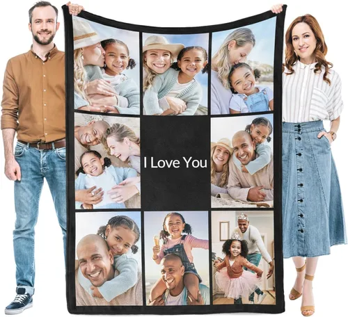 Miniatura 10 de Regalos para mujeres/hombres, manta personalizada de cumpleaños con imagen, mantas personalizadas con fotos, día de San Valentín, Navidad, regalos