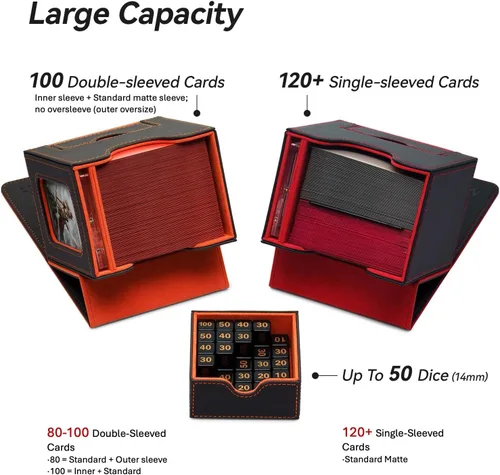 Miniatura 3 de Mage Tech - caja para cartas de MTG Commander con diseño patentado, exhibidor Commander, cabe 100 cartas con doble funda, ladrillo de cartas de 35pt