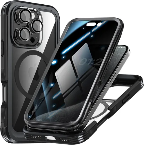 Miniatura 12 de TOPF&B Funda de privacidad para iPhone 17 Pro Max, compatible con MagSafe, funda magnética para iPhone 17 Pro Max, protector de pantalla de Negro