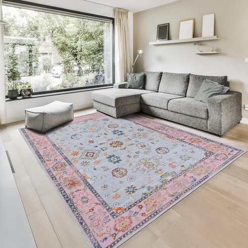 Miniatura 15 de GLN Rugs Traditional Collection - Alfombra de felpilla lavable a máquina, tradicional, antideslizante, alfombra de felpilla de pelo bajo, para sala