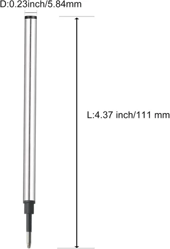Miniatura 2 de 6 repuestos de bolígrafo de tinta negra, punta media de 0.020 in de longitud de 4.37 pulgadas de longitud, repuesto de tinta de gel de metal