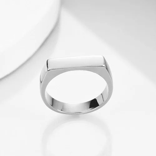 Miniatura 5 de MYNENEY Anillo de compromiso de boda liso clásico con forma cuadrada de acero inoxidable