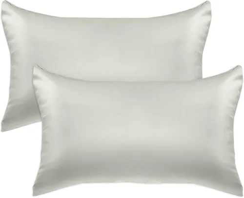 Miniatura 15 de Elegant Comfort Juego de 4 fundas de almohada de satén de viscosa refrescante con cierre de cremallera oculto, suave como la seda para el cuidado