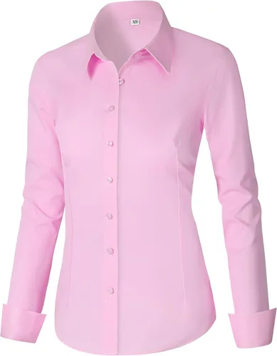 Miniatura 18 de CUNLIN - Camisas de manga larga con botones de algodón para mujer, ajustadas, camisas formales de vestir para el trabajo, blusas de trabajo, tops