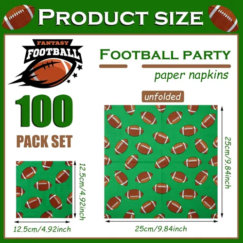 Miniatura 3 de Tinlade 100 hojas de servilletas de fútbol de fútbol, decoración de club de fútbol, servilletas de papel desechables de neón, suministros de fiesta