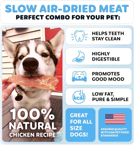 Miniatura 3 de Golosinas de pollo para perros, sin cuero crudo, aperitivos para perros de apoyo a la salud dental, pollo real, sin granos, bajas en calorías, alto