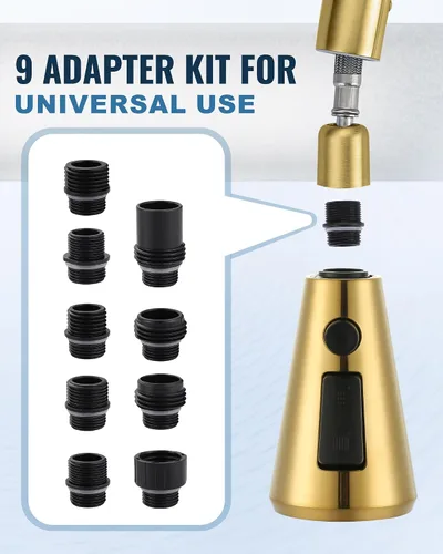 Miniatura 7 de Cabezal de pulverización desplegable de repuesto - para cabezal de rociador de llave de cocina con 9 adaptadores, rociadores de llave extraíbles