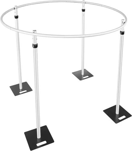 Miniatura 3 de Hecis Soporte de fondo redondo portátil de tubería y drapeado, 6-10 pies de alto x 10 pies de ancho, kit de telón de fondo redondo ajustable