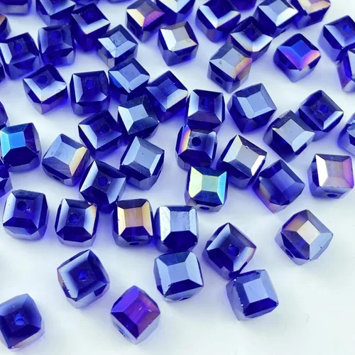 Miniatura 10 de 100 piezas 6 mm cuadrados Cuentas de cristal de colores AB mixtos para hacer joyas Mezcla de colores AB