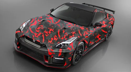 Miniatura 6 de Película adhesiva de vinilo de camuflaje geométrico para automóvil, color rojo, negro y gris con adhesivo de liberación de aire, kit de herramientas