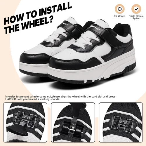 Miniatura 6 de Zapatos con ruedas para niños, zapatos de patinaje para niños y niñas, zapatillas atléticas con ruedas, adecuados para principiantes