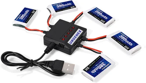 5 unids 3.7 V 380 mAh Drone batería 25C 1S Lipo batería con cargador 5in1 para SYMA Q11 AT-96 TR-C385 TR-P51 TR-F22 H99W H31 H6C H98 Holy Stone