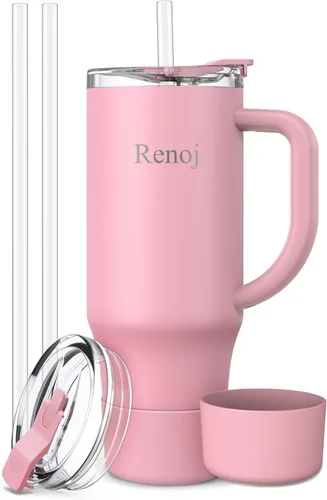 Miniatura 13 de Renoj FlexSlide White - Taza aislada 100% resistente a derrames, para café helado y bebidas calientes, se adapta al portavasos del automóvil, regalo