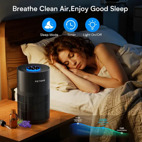Miniatura 4 de Purificadores de aire para dormitorio y hogar, filtro de aire silencioso con luz nocturna de modo de sueño