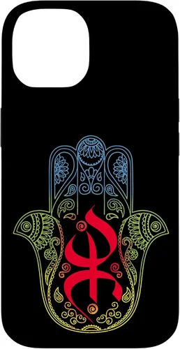 Miniatura 4 de Funda para iPhone 13 Pro Max Khamsa Amazigh Berber con símbolo de Yaz con colores vibrantes de la bandera
