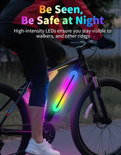 Miniatura 4 de BELEEV Marco de luz LED para montar de noche, 11 efectos intermitentes, funciona con pilas, se adapta a bicicletas, scooters eléctricos, accesorio
