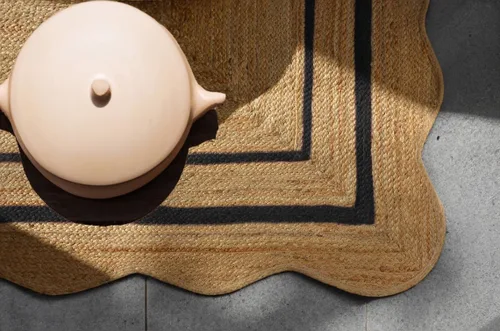 Miniatura 2 de Alfombra de yute festoneado natural para entrada, alfombra trenzada de yute para cocina, alfombra reversible de yute para interiores y exteriores