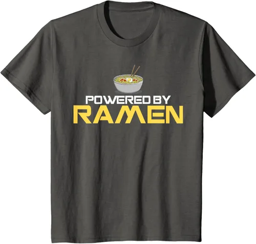 Miniatura 74 de Camiseta de fideos de anime japoneses Powered By Ramen, Negro, S