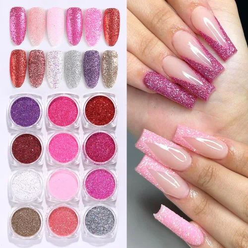 Miniatura 29 de Polvo de uñas cromado, efecto espejo, polvo metálico, 6 colores, bronce, marrón, negro, oro rosa, holográfico, purpurina cromada, pigmento en polvo