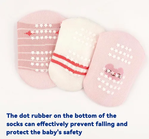 Miniatura 5 de Tphon Toddler Girls Socks with Grips Baby Anti Slip Ankle Socks 12 Pairs Kids Cute Cartoon Patterns Sock for 6M-7Years