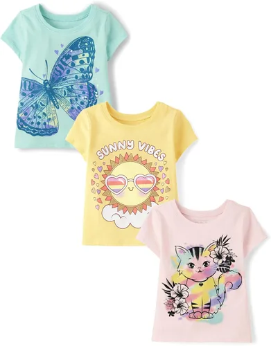 Miniatura 24 de The Children's Place Camisetas estampadas de manga corta para bebés y niñas pequeñas, con diseño de unicornios y mariposas, a la moda, paquete de 3
