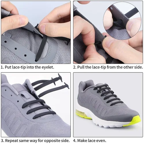 Miniatura 4 de HOMAR - Cordones sin ataduras para niños y adultos, elásticos de silicona sin amarre