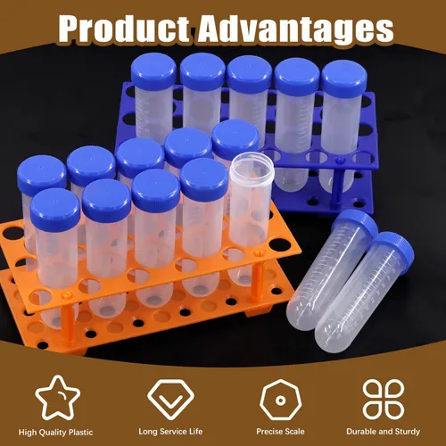 Miniatura 4 de Paquete de 2 tubos de ensayo de 28 pozos para centrífuga de laboratorio para 10/15/1.7 fl oz, 25 tubos de centrífuga de fondo redondo de 1.7 fl oz