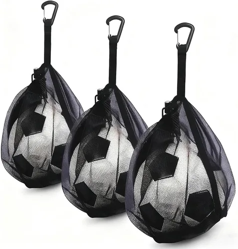 Miniatura 8 de 2Pcs Single Mesh Ball Bag for Basketball Soccer & Volleyball, Lightweight Net Storage with Zipper Pocket for Sports, Portable Drawstring Bags with