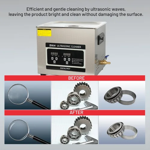 Miniatura 6 de ZKH Máquina profesional de limpieza de joyas 10L, limpiador sónico de alta frecuencia con temporizador digital y calentador, máquina ultrasónica