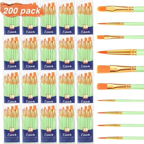 Miniatura 21 de ESRICH Juego de 2 pinceles de pintura, 2 paquetes de 20 piezas, juego de pinceles de pintura acrílica, pinceles de nailon acrílico para acuarela