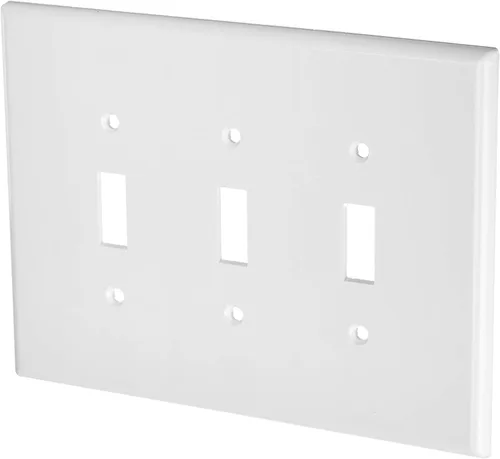 Miniatura 3 de Leviton Placa de pared con interruptor de palanca de 3 segmentos, de gran tamaño, termoestable, 88111, color blanco